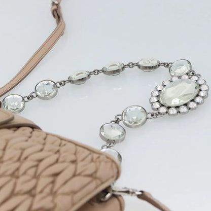 Miu Miu Crystal Convertible Chain Matelasse Leather, Pink, Leather, Shoulder Bag
