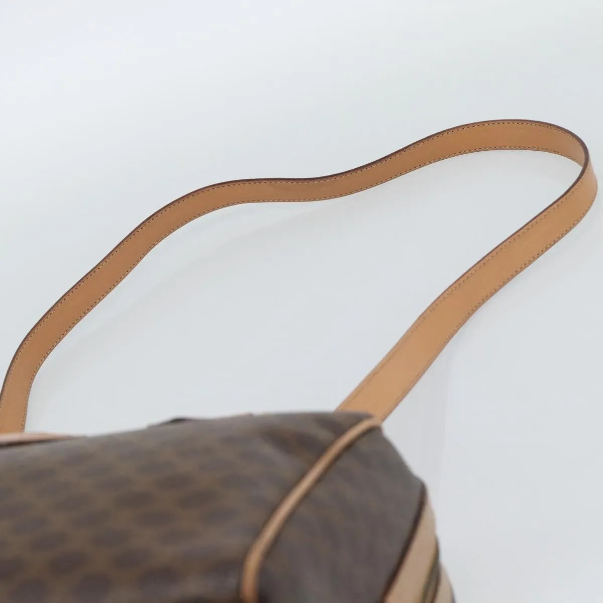Celine Vintage Macadam Boston Canvas and Leather, Brown, PVC, Handbag