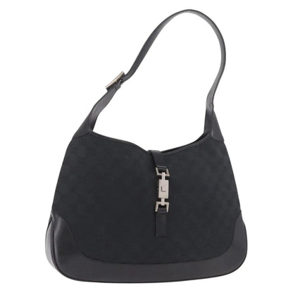 Gucci Vintage Jackie O Hobo Canvas and leather, Black, Canvas, Shoulder Bag