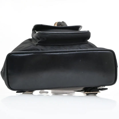 Gucci Vintage Bamboo Nylon and Patent Leather, Black, Nylon, Backpack