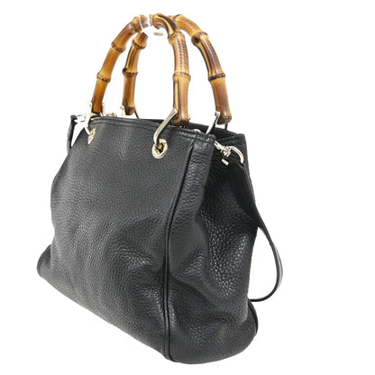 Gucci Bamboo shopper Leather, Black, Leather, Handbag