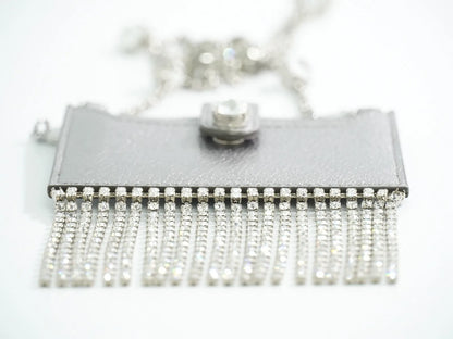 Miu Miu Madras Card Holder with crystal fringe leather, Silver, Leather, Card Holder