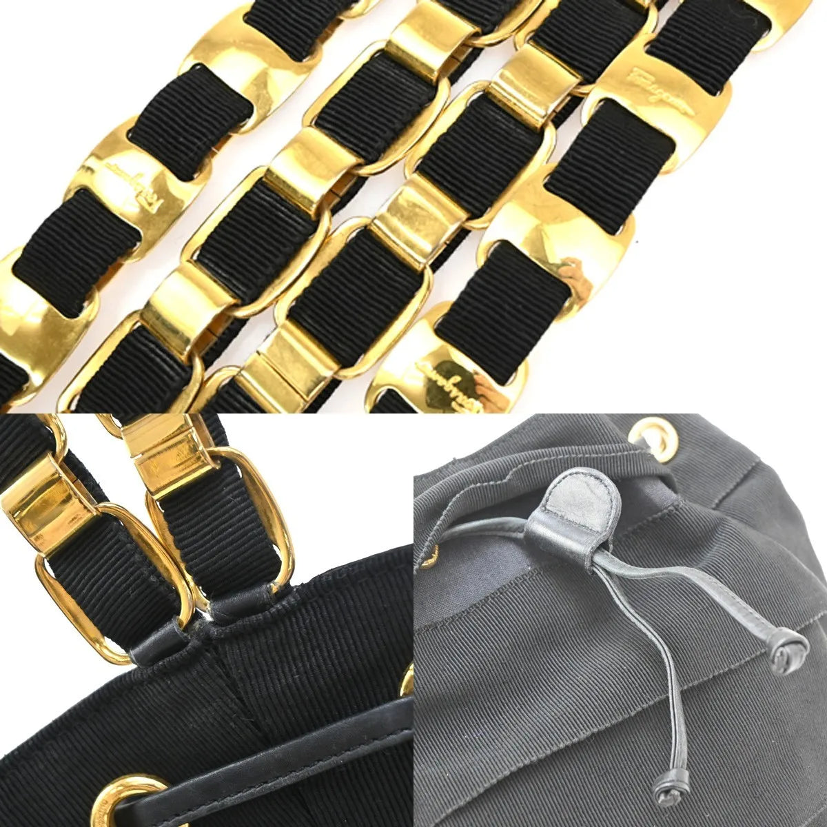 Salvatore Ferragamo Vala Canvas, Black, Canvas, Backpack