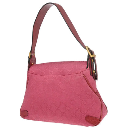 Gucci Horsebit Web Flap GG Canvas and white leather, Pink, Canvas, Shoulder Bag