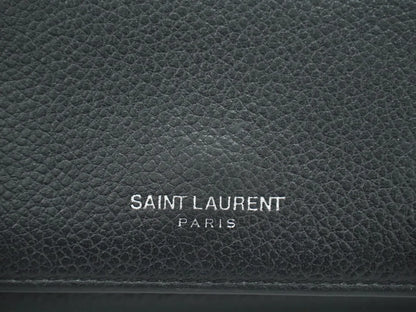 Saint Laurent Compact Matelasse Leather, Black, Leather, Wallet
