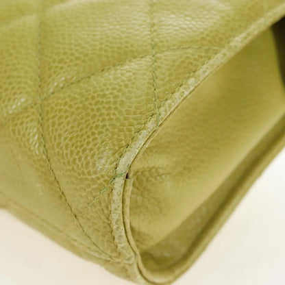 Chanel Vintage Zip Belt Quilted Caviar, Yellow, Leather, Shoulder Bag