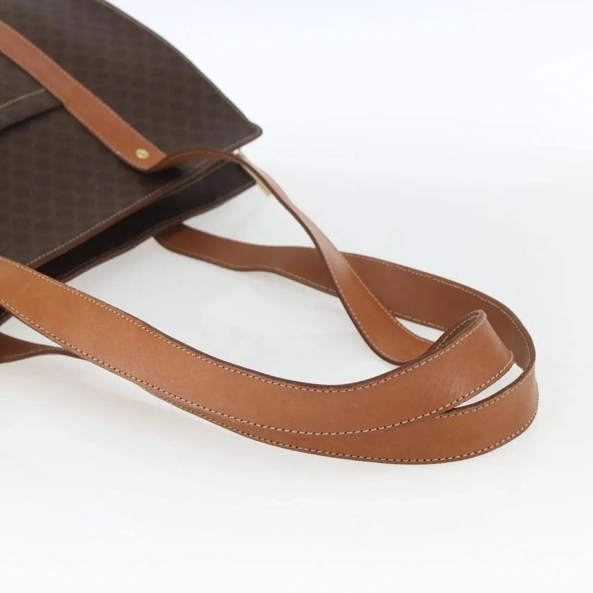Celine Vintage Macadam Shopper Tote Canvas and Leather, Brown, Canvas, Tote Bag