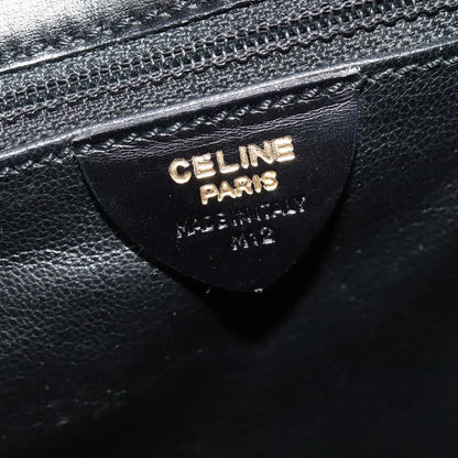 Celine Vintage Circle Logo Leather, Black, Leather, Shoulder Bag