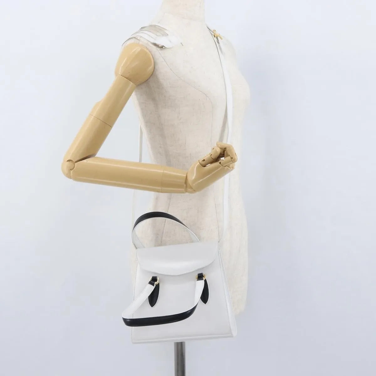 Salvatore Ferragamo Vintage Top handle Leather, White, Leather, Handbag