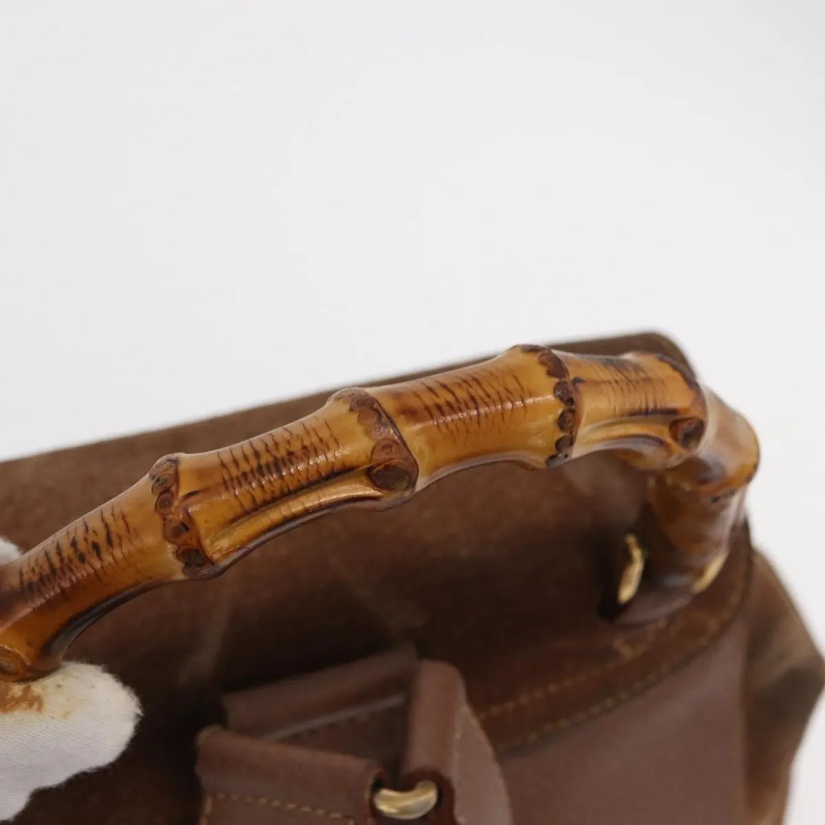 Gucci Vintage Bamboo Suede, Brown, Suede, Backpack
