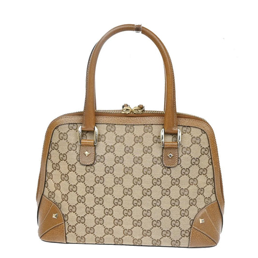 Gucci Vintage Boston Bag Monogram Canvas, Brown, Canvas, Handbag