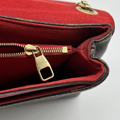 Louis Vuitton Pallas Chain Shoulder Monogram Canvas and Calfskin, Brown, Canvas, Clutch