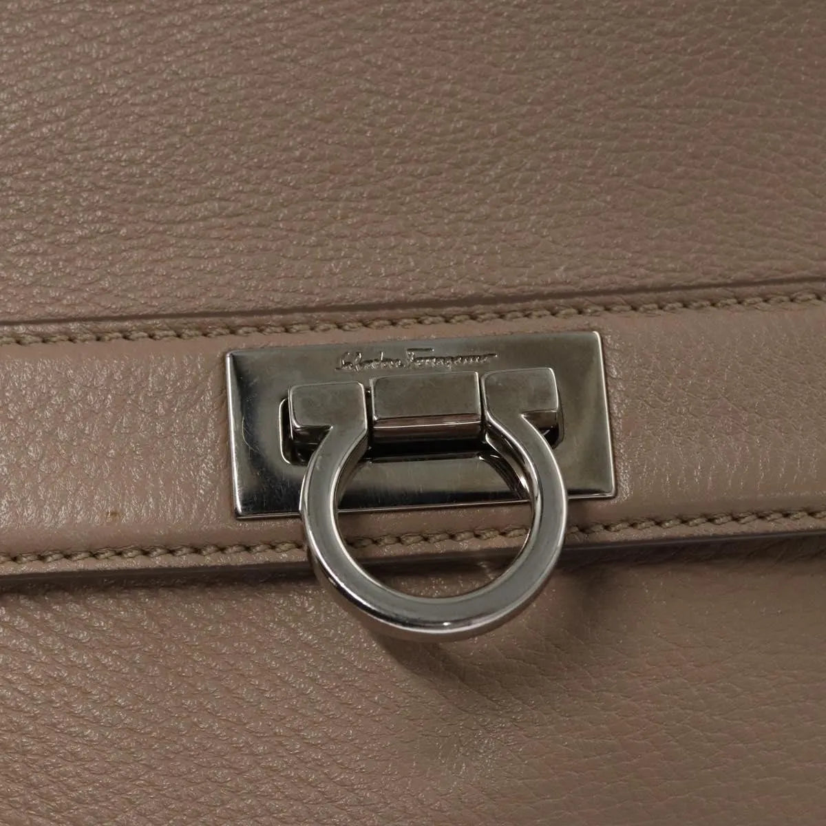 Salvatore Ferragamo Sofia Satchel Leather, Beige, Leather, Handbag