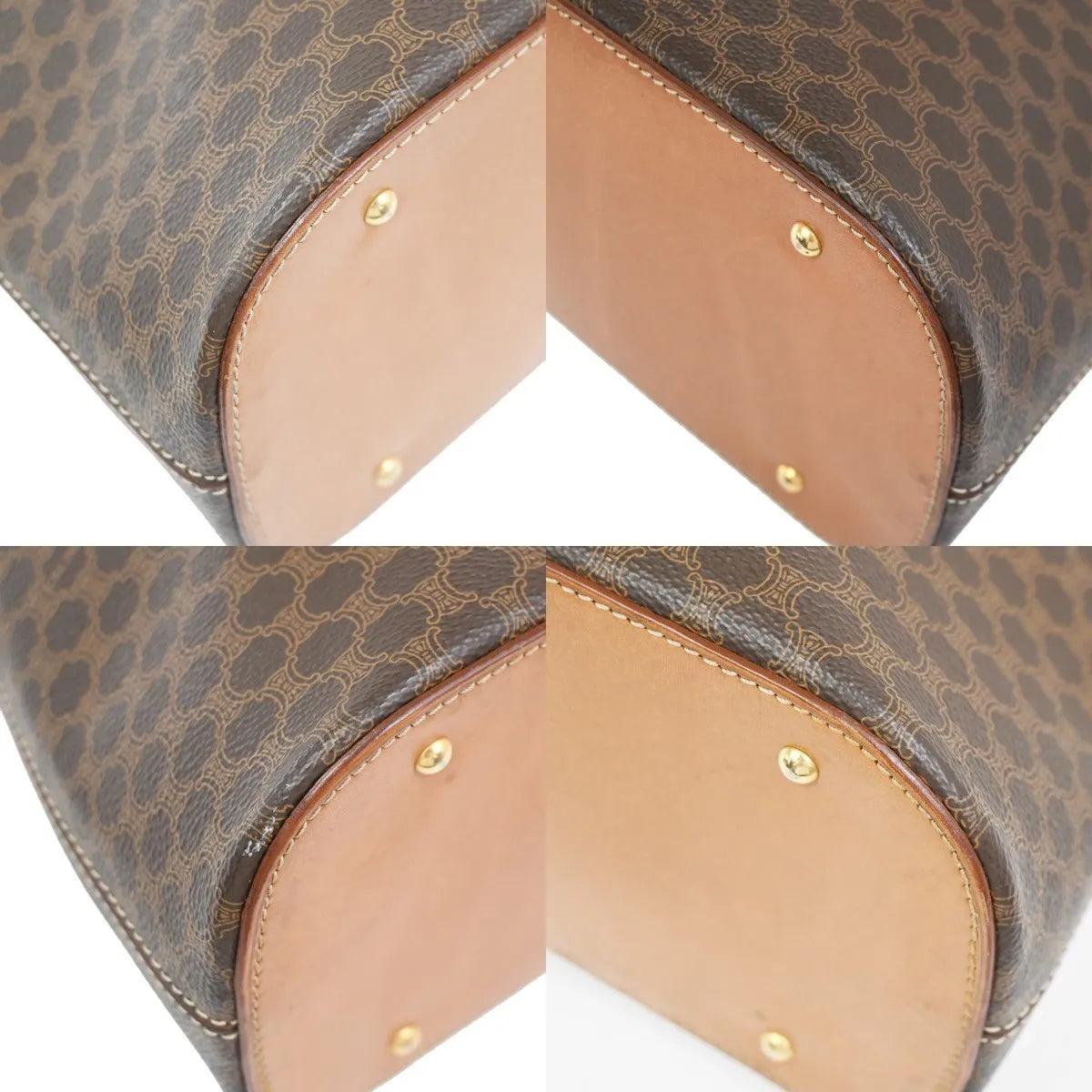 Celine Vintage Macadam Canvas and Leather, Brown, Canvas, Handbag