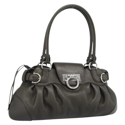 Salvatore Ferragamo Marisa Leather, Khaki, Leather, Handbag
