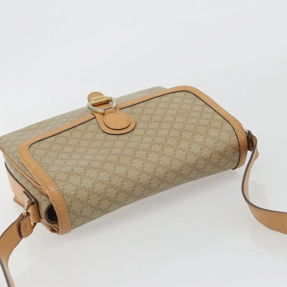 Celine Vintage Macadam Canvas and Leather, Beige, Canvas, Shoulder Bag