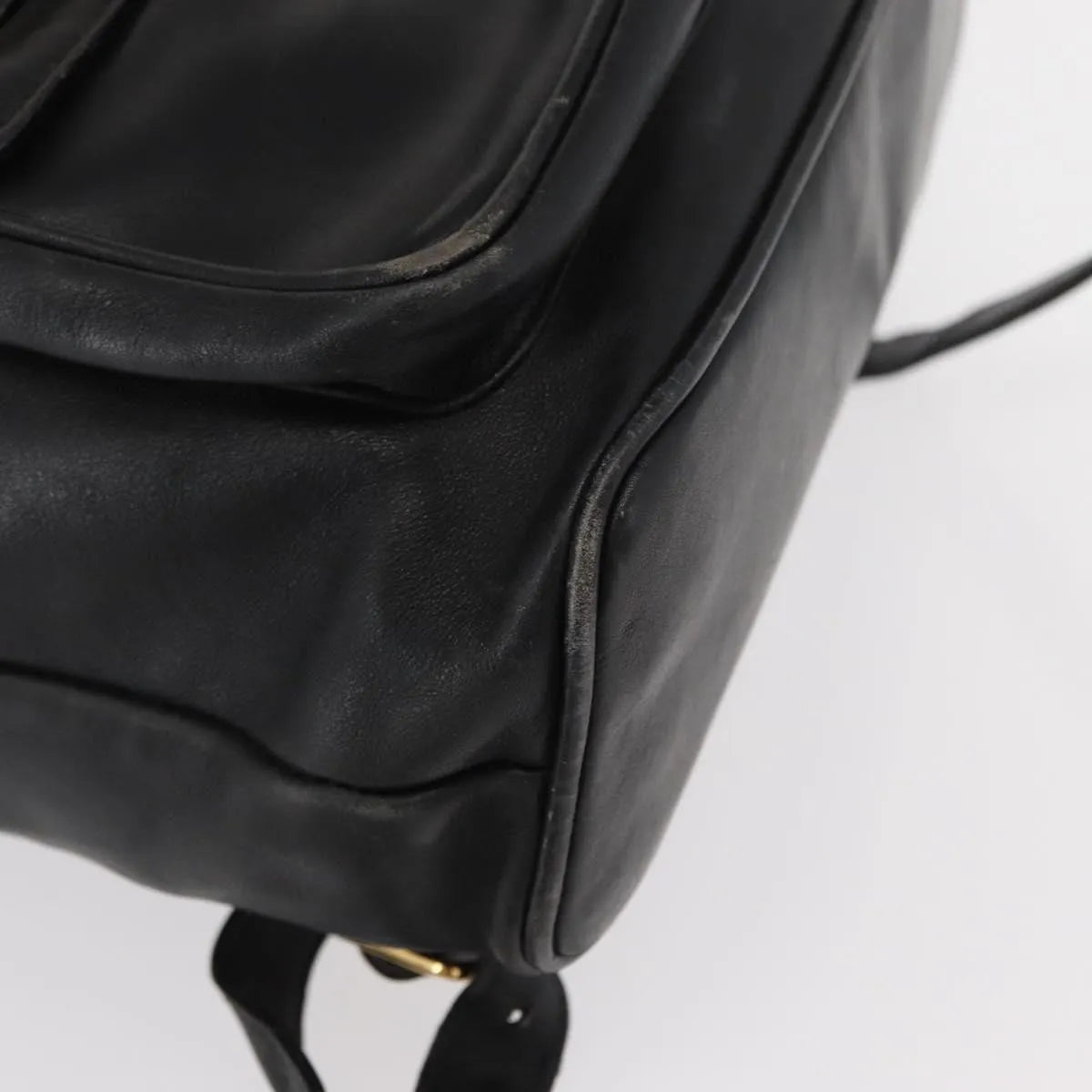 Gucci Vintage Bamboo Leather, Black, Leather, Backpack