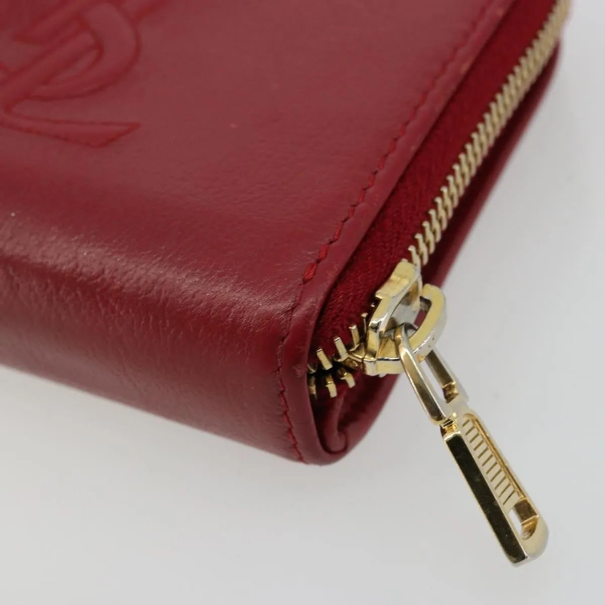 Saint Laurent Zipped Bifold Leather, Red, Leather, Wallet