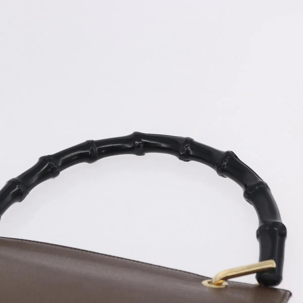 Gucci Vintage Bamboo Handle Leather, Brown, Leather, Handbag