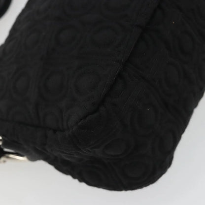 Salvatore Ferragamo Gancini Hobo Leather, Black, Cotton, Handbag