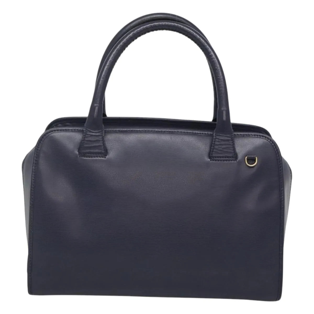 Celine Circle Logo Leather, Blue, Leather, Handbag
