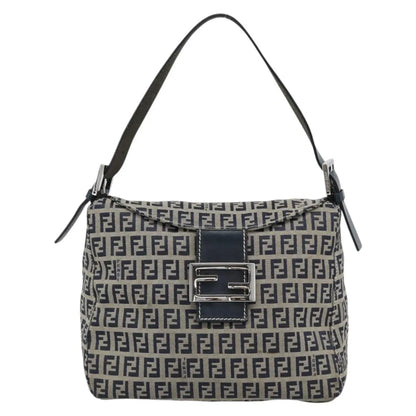 Fendi Zucchino Canvas Mamma Baguette canvas, Navy, Canvas, Shoulder Bag