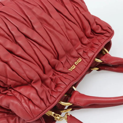 Miu Miu Matelassé Nappa Leather Top Handle Bag Leather, Red, Leather, Shoulder Bag