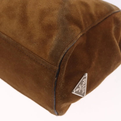 Prada Pushlock Tote Suede, Brown, Suede, Handbag