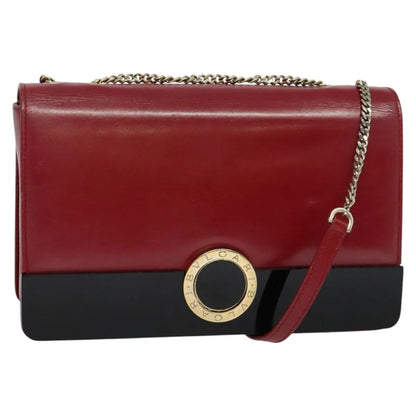 Bvlgari Signature Leather, Red, Leather, Shoulder Bag