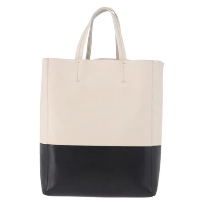 Celine Vertical Bi-Cabas Tote Leather, White, Leather, Tote Bag