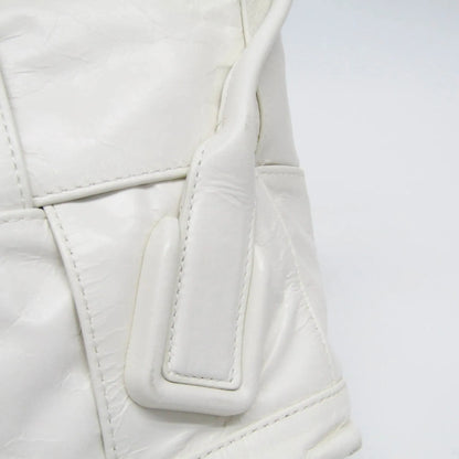 Bottega Veneta Arco Maxi Intrecciato Leather, White, Leather, Handbag
