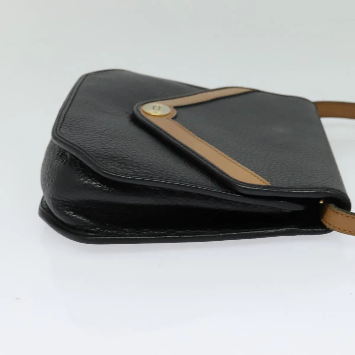 Christian Dior Vintage CD Flap Leather, Black, Leather, Shoulder Bag