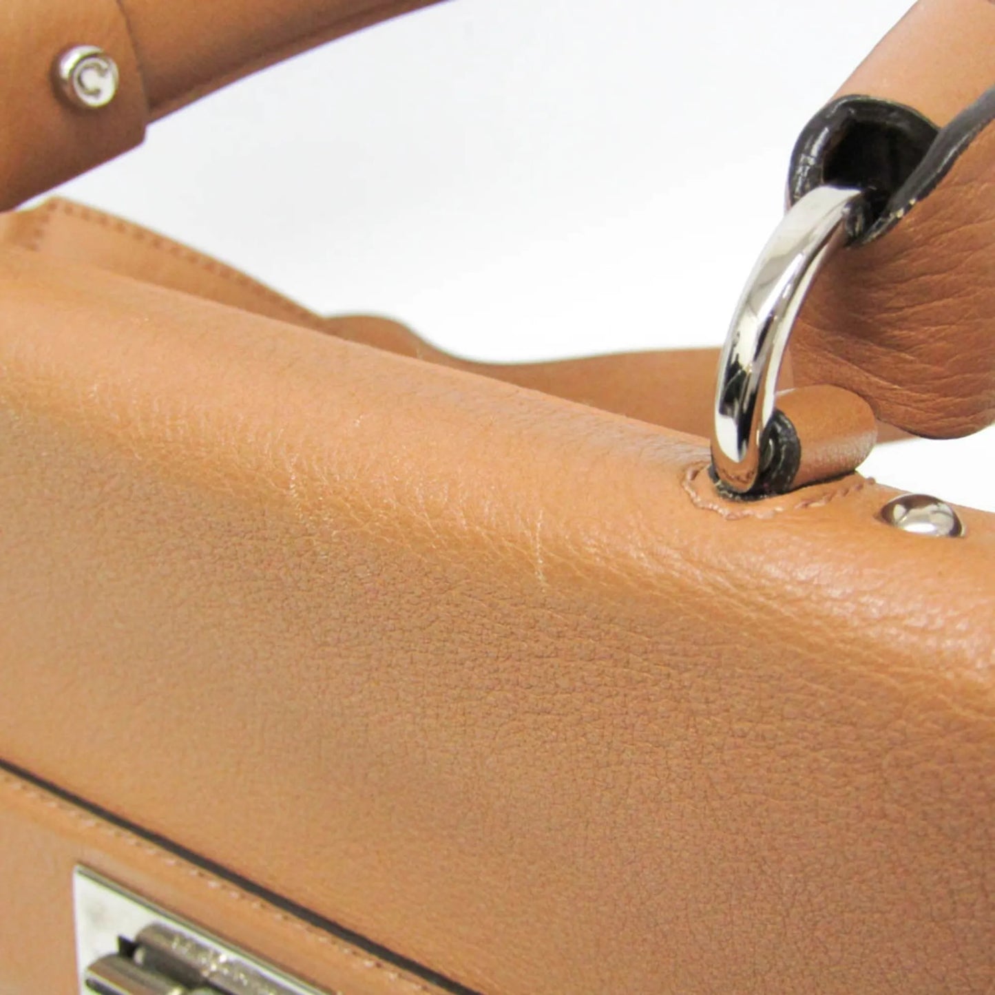 Salvatore Ferragamo Gancini Leather, Brown, Leather, Shoulder Bag