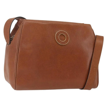 Celine Vintage Circle Logo Leather, Brown, Leather, Shoulder Bag