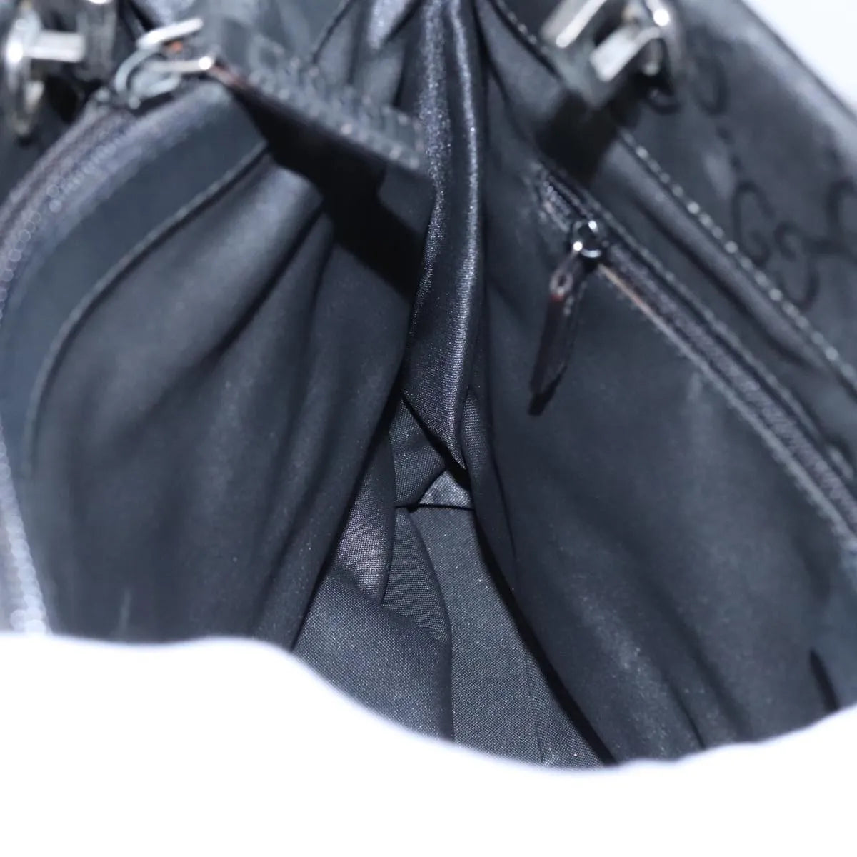 Gucci Vintage Bamboo Handle Tote GG Nylon, Black, Nylon, Tote Bag