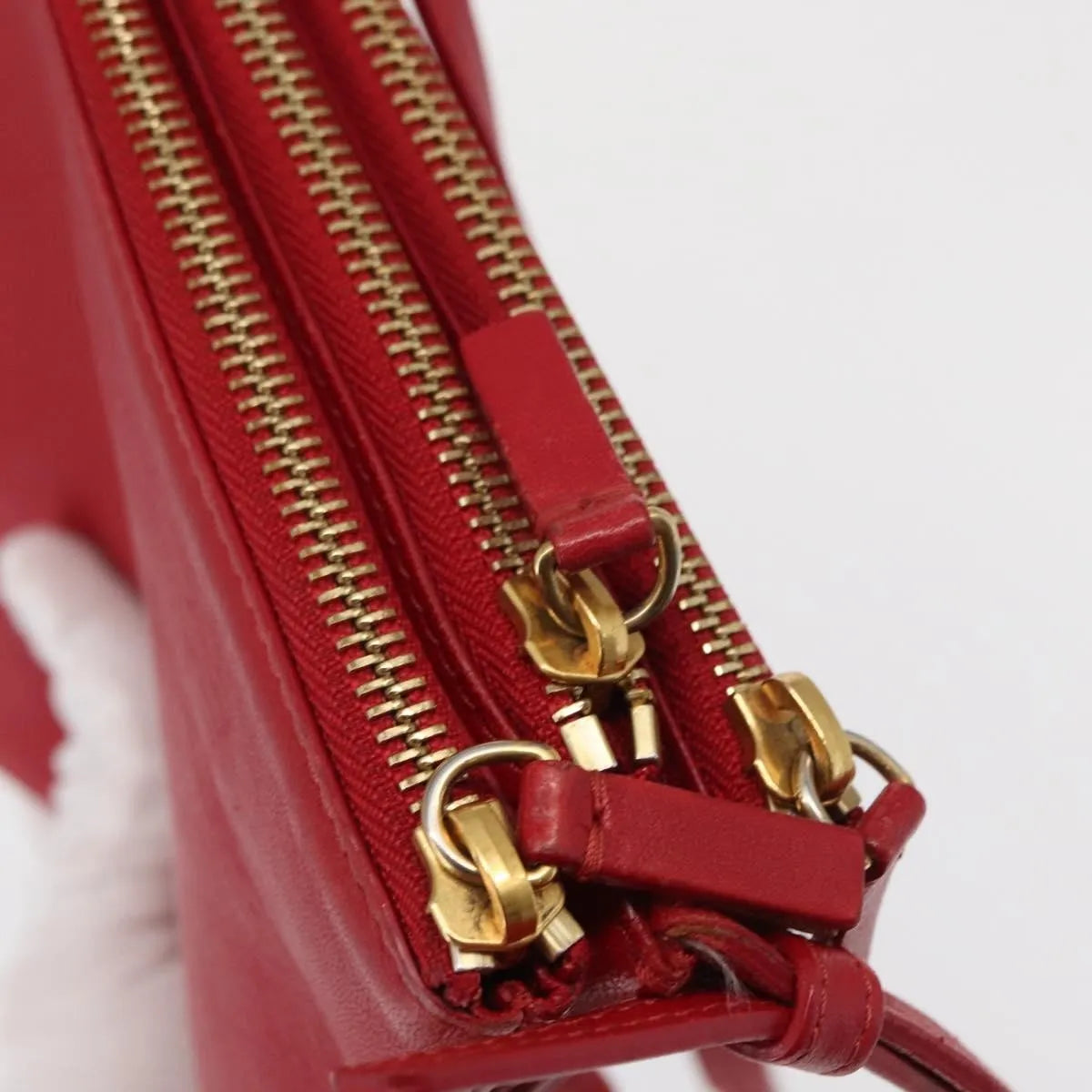 Celine Trio Leather, Red, Leather, Shoulder Bag