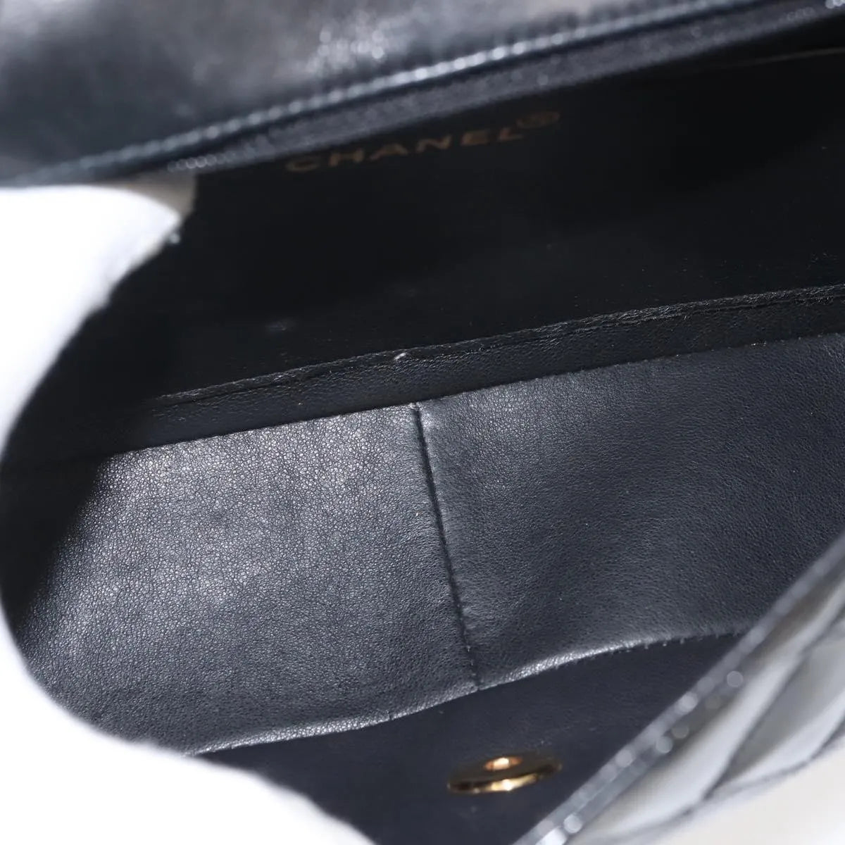 Chanel Vintage Diana Flap Quilted Patent, Black, Patent Leather, Shoulder Bag