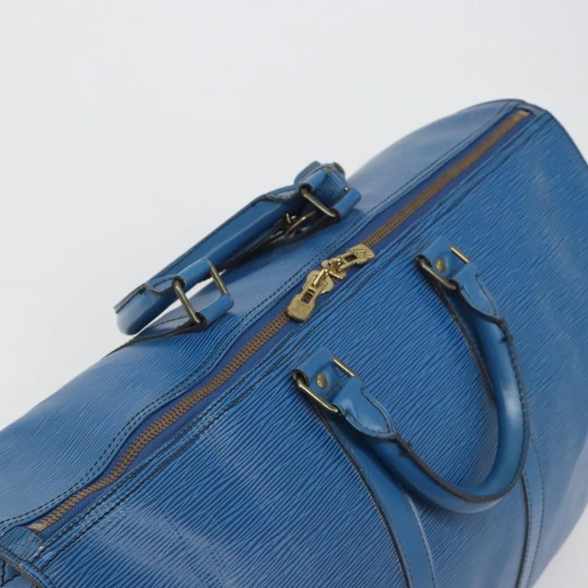 Louis Vuitton Keepall Epi, Blue, Leather, Travel Bag