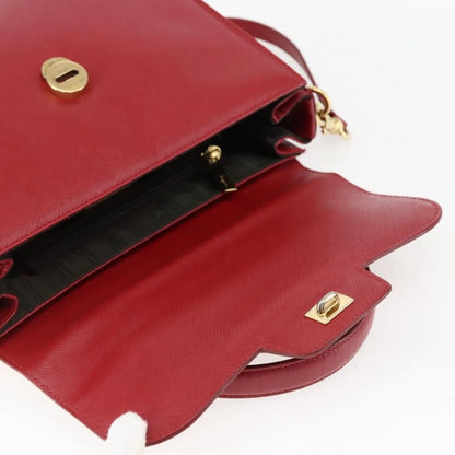 Salvatore Ferragamo Gancini Leather, Red, Leather, Handbag