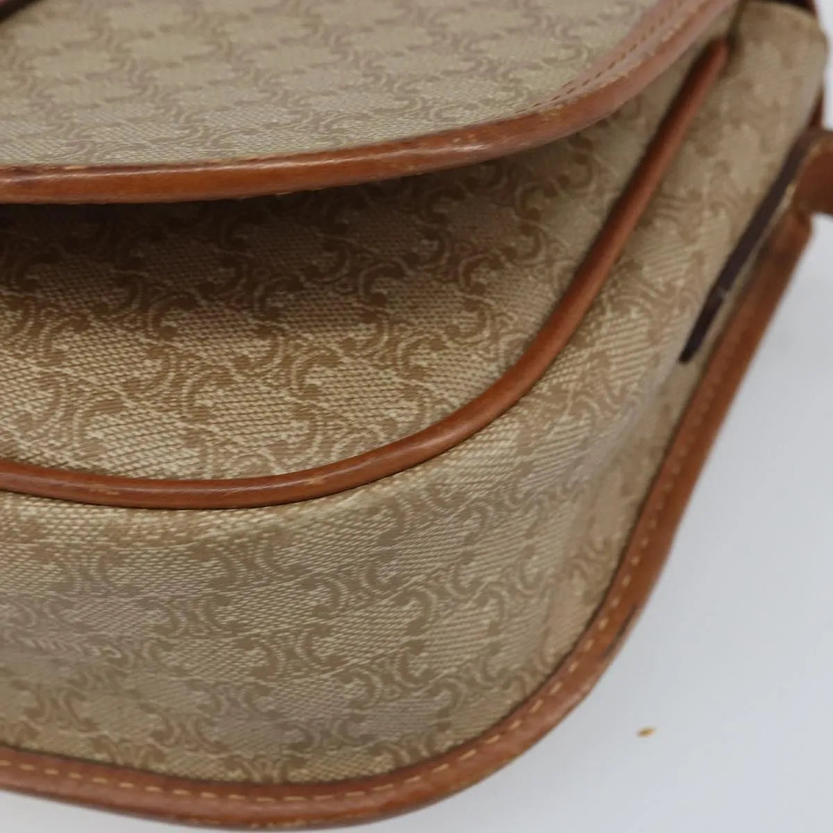 Celine Vintage Macadam Canvas and Leather, Beige, Canvas, Shoulder Bag