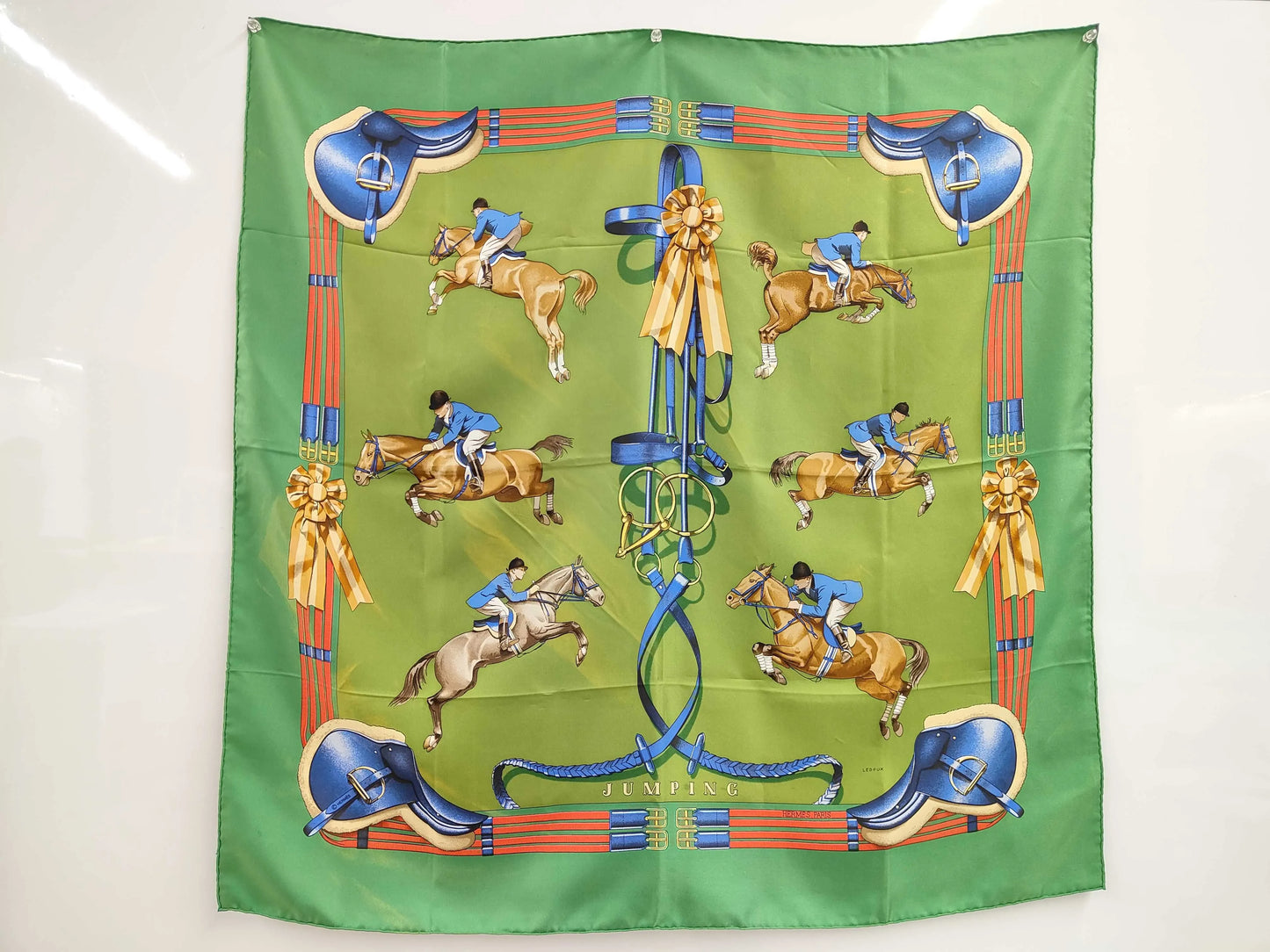 Hermes Carré 90 Silk multicolor, Green, Silk, Scarf