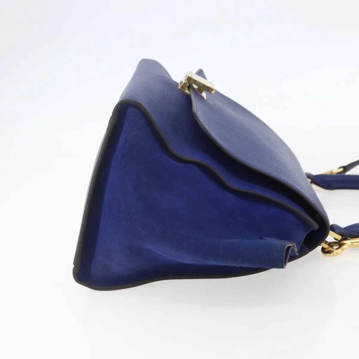 Celine Trapeze Leather, Blue, Leather, Handbag