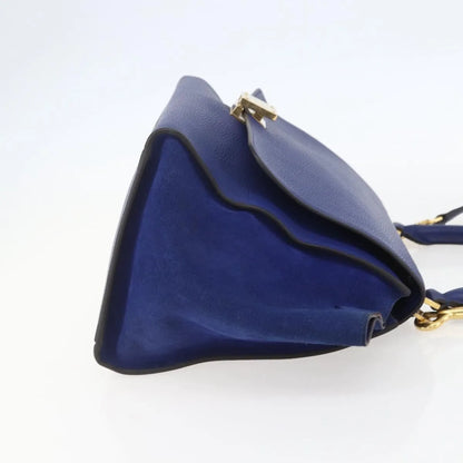 Celine Trapeze Leather, Blue, Leather, Handbag