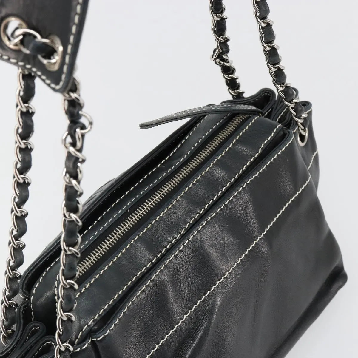 Chanel CC Shoulder Bag Leather, Black, Leather, Handbag
