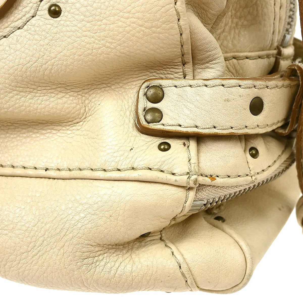 Chloe Paddington Lock Leather, Beige, Leather, Handbag