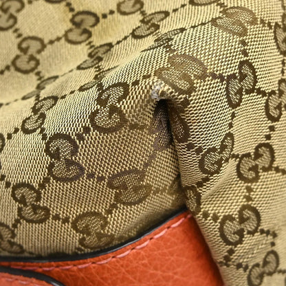 Gucci Bamboo Boston Horsebit Canvas with Leather, Beige, Canvas, Handbag