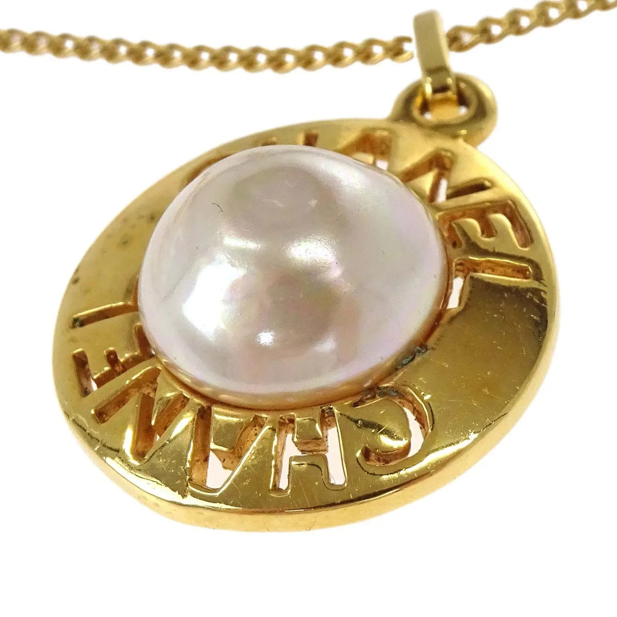 Chanel CC Chain Metal with Faux Pearls, Gold, Gold Plated, Necklace