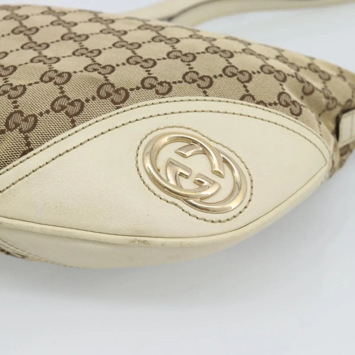 Gucci Britt Half Moon Hobo GG Canvas, Beige, Canvas, Shoulder Bag