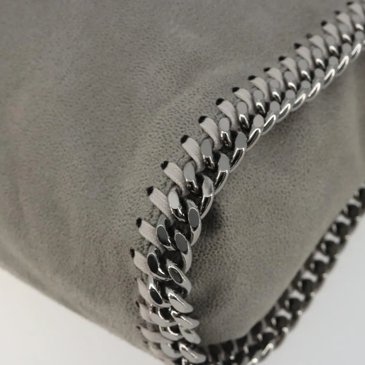 Stella McCartney Falabella Fold Over Faux Leather, Gray, Polyester, Shoulder Bag