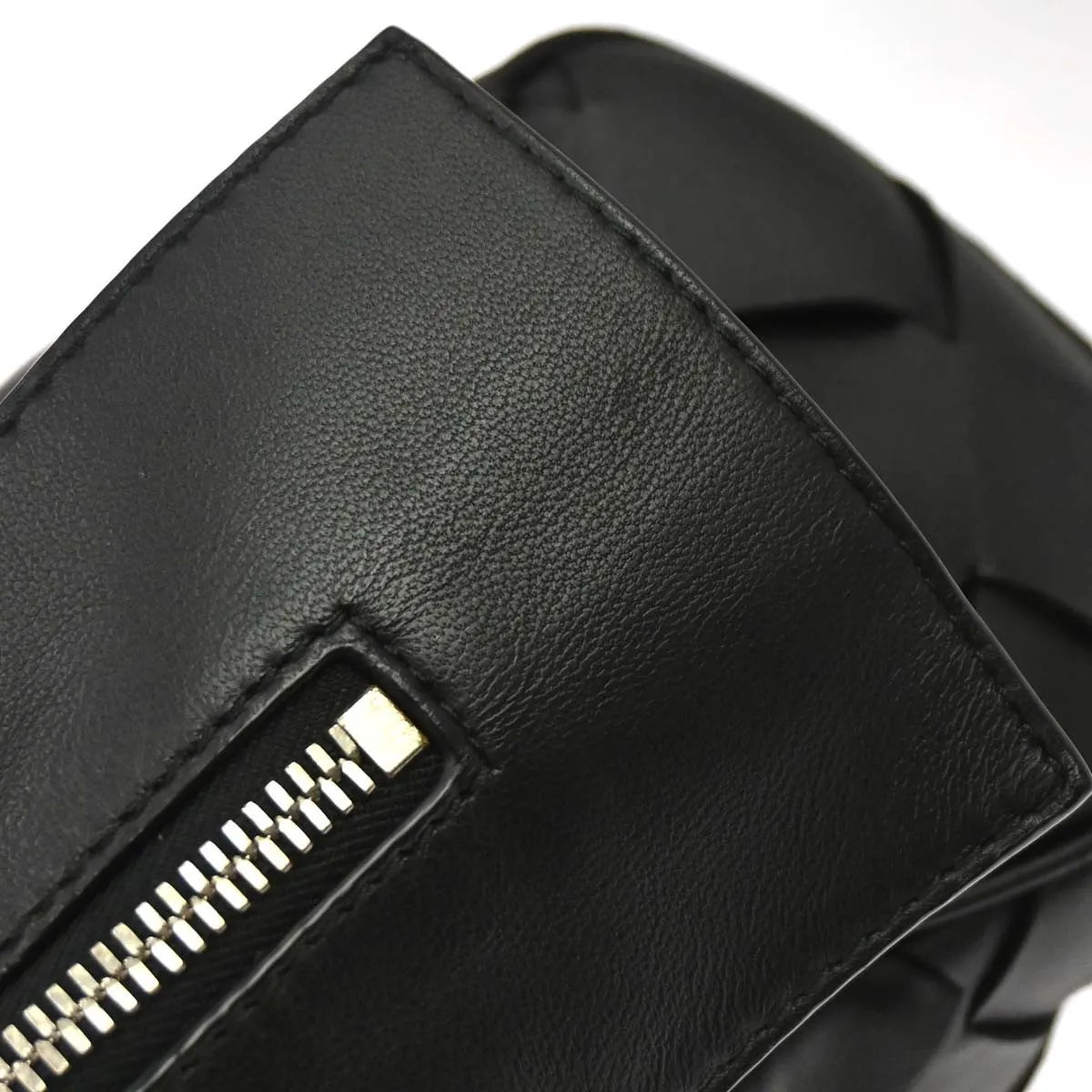 Bottega Veneta Zip Clutch Leather with Intrecciato Snakeskin Detail, Black, Leather, Clutch